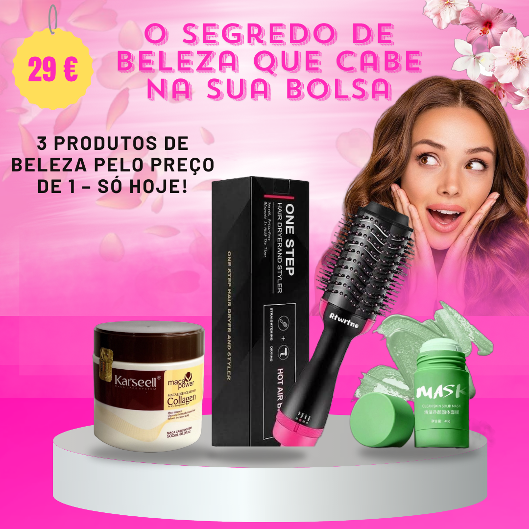 Pack Ritual de Beleza Completo Transforma a Tua Rotina: Pele Radiante + Cabelo de Salão